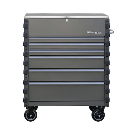 Montezuma Montezuma Pro Mechanics Cart - Metallic Gray with Titanium-colored Aluminum pulls MPMC36MGT6